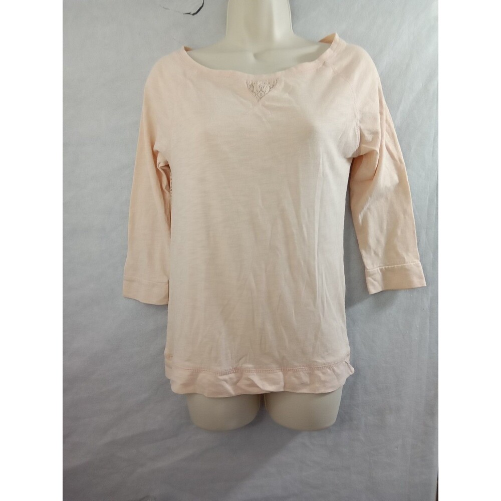 Poof Women Medium Pink Raglan 3/4 Sleeve Lace